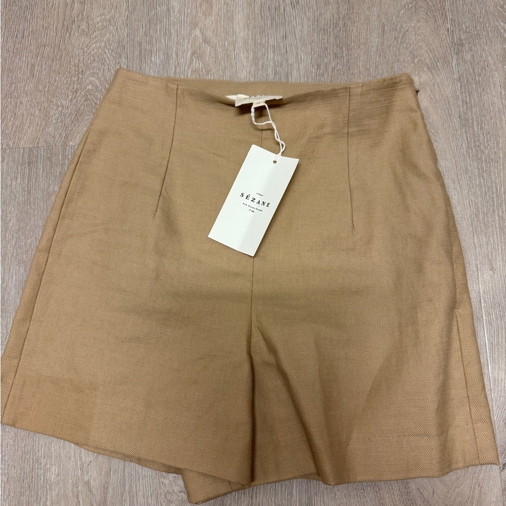 Sezane Beige High-Waisted Shorts